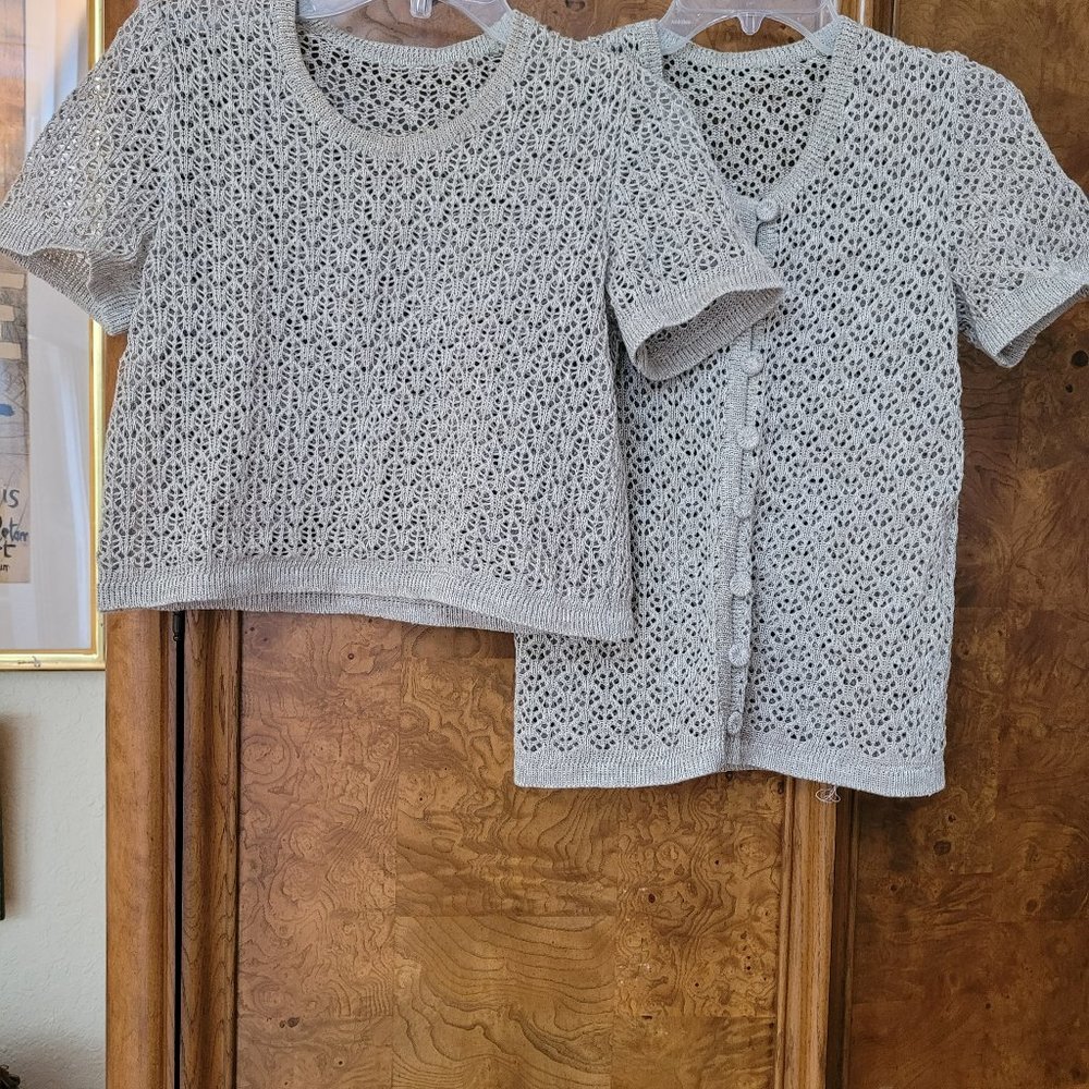 Handknit sweater set, made in Croatia, creamy beige, small